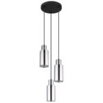Lampă suspendată metal negru mat, sticlă de culoare fumurie, cablu PVC negru, înălțimea poate fi scurtată, ø: 320mm, H: 1200mm, excl. 3x E27 25W 230V - imagine 3