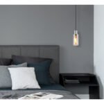 Lampă suspendată metal negru mat, sticlă de culoare fumurie, cablu PVC negru, înălțimea poate fi scurtată, ø: 100mm, H: 1200mm, excl. 1x E27 25W 230V - imagine 2