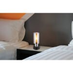 Lampă de masă din metal negru mat, sticlă de culoare fumurie, cablu PVC negru, întrerupător pe cablu, ø: 110mm, H: 270mm, lungime cablu 1500mm, fără 1x E27 25W 230V - imagine 2