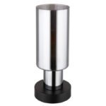 Lampă de masă din metal negru mat, sticlă de culoare fumurie, cablu PVC negru, întrerupător pe cablu, ø: 110mm, H: 270mm, lungime cablu 1500mm, fără 1x E27 25W 230V - imagine 3