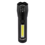 Lanternă aluminiu negru mat, plastic transparent, buton, comutator în trepte, USB-A 2.0/USB-C, efect de pâlpâire, con de lumină reglabil, luminează până la 80 m, H:115mm, incl. LED 3W 3V, 100lm ieșire, 5500K, incl. LED 3W 230V, 130lm ieșire, 5000K - imagine 3
