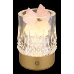 Lampă de masă plastic auriu mat, transparent efect cristal, pietre decorative roz (incl.), touch on/off, dimmer, excl. adaptor, USB-A 2.0/USB-C, se aprinde în timpul încărcării, ø: 78mm, H: 105mm, incl. LED 1W 230V, 110lm sursă, 95lm ieșire, 3000K - imagine 3