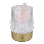 Lampă de masă plastic auriu mat, transparent efect cristal, pietre decorative roz (incl.), touch on/off, dimmer, excl. adaptor, USB-A 2.0/USB-C, se aprinde în timpul încărcării, ø: 78mm, H: 105mm, incl. LED 1W 230V, 110lm sursă, 95lm ieșire, 3000K - imagine 4