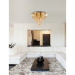 Plafonieră metalică aurie, ø: 380mm, H: 260mm, excl. 3x E14 40W 230V - imagine 2