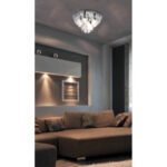Plafonieră din metal cromat, ø: 460mm, H: 260mm, excl. 5x E14 40W 230V - imagine 2