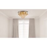 Plafonieră metalică aurie, ø: 460mm, H: 260mm, excl. 5x E14 40W 230V - imagine 2