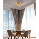 Plafonieră metalică aurie, ø: 460mm, H: 260mm, excl. 5x E14 40W 230V - imagine 3