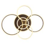 Plafonieră metal antracit mat, cristale acrilice transparente, opal acrilic, LxLxH: 1100x880x115mm, diametrul inelului: 1 x 55,5 cm, 48 cm, 30 cm și 2 x 40 cm fiecare, incl. LED 70W 230V, sursă 8120lm, ieșire 3700lm, 3000K - imagine 4