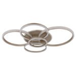 Plafonieră metalică șampanie mată, cristale acrilice transparente, acrilic transparent, LxLxH: 1100x880x120mm, diametrul inelului: 1 x 55,5 cm, 48 cm, 30 cm și 2 x 40 cm, incl. LED 70W 230V, sursă 8120lm, putere 3700lm, 3000K - imagine 4