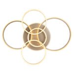 Plafonieră metalică șampanie mată, cristale acrilice transparente, acrilic transparent, LxLxH: 1100x880x120mm, diametrul inelului: 1 x 55,5 cm, 48 cm, 30 cm și 2 x 40 cm, incl. LED 70W 230V, sursă 8120lm, putere 3700lm, 3000K - imagine 5