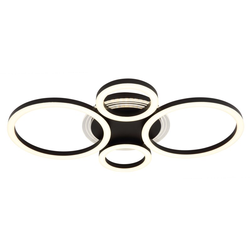 loretta-48039-40-g29482 Plafonieră metal negru mat, acrilic opal, acrilic transparent, mai multe niveluri prin comutator de perete, culorile pot fi fixate, funcție de memorie, LxAxÎ: 530x355x61mm, incl. LED 40W 230V, sursă 5400lm, ieșire 2500lm, CCT 2700/4500/6500K - imagine 1