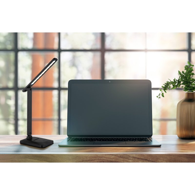 lorna-58481s-g29637-6 Lampă de masă plastic negru mat, plastic opal, touch on/off, touch dimmer, culorile pot fi fixate, excl. adaptor, cablu USB incl. lung. 1000mm, USB-A 2.0/USB-C, LxWxH: 420x287.5x556mm, incl. LED 3W 230V, sursă 270lm, ieșire 150lm, CCT 2800-6500K - imagine 1