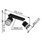 Plafoniera Spotlight metal negru mat, metal negru mat, plastic opal, LxWxH: 300x82x185mm, incl. 2x GX53 LED 7W 230V, sursă 600lm, ieșire 364lm, 3000K, incl. bec LED 10161 - imagine 6