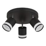 Plafoniera Spot metal negru mat, metal negru mat, plastic opal, ø: 300mm, H: 185mm, incl. 3x GX53 LED 7W 230V, 600lm sursă, 364lm ieșire, 3000K, incl. bec LED 10161 - imagine 3