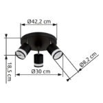 Plafoniera Spot metal negru mat, metal negru mat, plastic opal, ø: 300mm, H: 185mm, incl. 3x GX53 LED 7W 230V, 600lm sursă, 364lm ieșire, 3000K, incl. bec LED 10161 - imagine 6