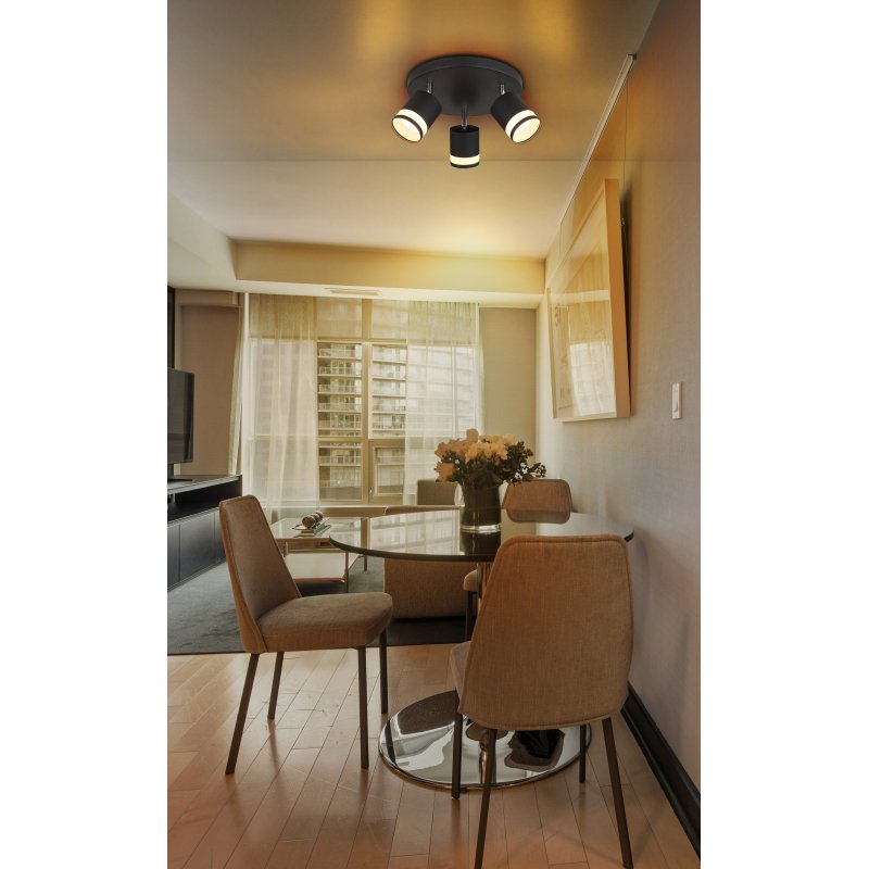 lucero-57852-3-g29501-6 Plafoniera Spot metal negru mat, metal negru mat, plastic opal, ø: 300mm, H: 185mm, incl. 3x GX53 LED 7W 230V, 600lm sursă, 364lm ieșire, 3000K, incl. bec LED 10161 - imagine 1