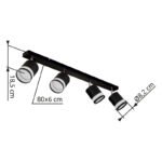 Plafoniera Spotlight metal negru mat, metal negru mat, plastic opal, LxWxH: 800x82x185mm, incl. 4x GX53 LED 7W 230V, 600lm sursă, 364lm ieșire, 3000K, incl. bec LED 10161 - imagine 6