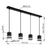 Pendul Lucero, Negru mat, LED 7W 3000K, L800xH1200mm, Globo - imagine 5