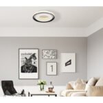 Plafoniera metal alb negru,acril alb,cristale acrilice,funcție cu memorie,lumină noapte,dimabil,telecomandă,culori fixabil,incl.2xAAA,D:500,H:80,LED 52W 230V, sursă 6240lm,ieșire 2600lm,CCT2700-6000 - imagine 2