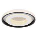 Plafoniera metal alb negru,acril alb,cristale acrilice,funcție cu memorie,lumină noapte,dimabil,telecomandă,culori fixabil,incl.2xAAA,D:500,H:80,LED 52W 230V, sursă 6240lm,ieșire 2600lm,CCT2700-6000