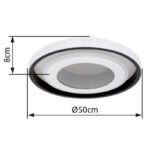 Plafoniera metal alb negru,acril alb,cristale acrilice,funcție cu memorie,lumină noapte,dimabil,telecomandă,culori fixabil,incl.2xAAA,D:500,H:80,LED 52W 230V, sursă 6240lm,ieșire 2600lm,CCT2700-6000 - imagine 6