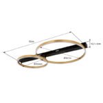 Plafonieră metal negru mat, metal auriu, plastic alb, comutator de funcție prin comutator de perete, funcție de memorie, L x l x I: 930x585x102mm, 1 cerc ø:39,5 cm, 2 cercuri ø:58,5 cm, incl. LED 54W 230V, sursă 5706lm, ieșire 2560lm, 3000K - imagine 6