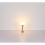 Lampă de masă metal alamă mată, sticlă opală, cablu PVC negru, comutator basculant pe cablu, ø: 180mm, H: 369mm, lungime cablu 1500mm, excl. 1x E14 25W 230V - imagine 4