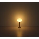 Lampă de masă metal nichel mat, sticlă opală, cablu PVC negru, comutator basculant pe cablu, ø: 180mm, H: 369mm, lungime cablu 1500mm, excl. 1x E14 25W 230V - imagine 4
