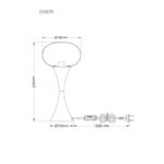 Lampă de masă metal nichel mat, sticlă opală, cablu PVC negru, comutator basculant pe cablu, ø: 180mm, H: 369mm, lungime cablu 1500mm, excl. 1x E14 25W 230V - imagine 5