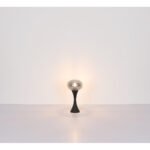 Lampă de masă metal negru mat, sticlă fumurie, cablu PVC negru, comutator basculant pe cablu, ø: 180mm, H: 369mm, lungime cablu 1500mm, excl. 1x E14 25W 230V - imagine 5