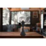 Lampă de masă metal negru mat, sticlă fumurie, cablu PVC negru, comutator basculant pe cablu, ø: 180mm, H: 369mm, lungime cablu 1500mm, excl. 1x E14 25W 230V
