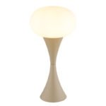 Lampă de masă metal culoare nisip mat, sticlă opală, cablu PVC alb, întrerupător basculant pe cablu, ø: 180mm, H: 369mm, lungime cablu 1500mm, excl. 1x E14 25W 230V