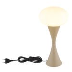 Lampă de masă metal culoare nisip mat, sticlă opală, cablu PVC alb, întrerupător basculant pe cablu, ø: 180mm, H: 369mm, lungime cablu 1500mm, excl. 1x E14 25W 230V - imagine 4
