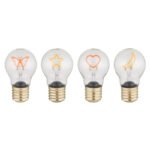 Lampă de masă metal auriu, plastic negru mat, sticlă transparentă, comutator cu buton, fără adaptor, USB-C/USB-C, LED interior cu motive: 3 x inimă, fluture, lună, stea fiecare, ø: 70mm, H: 120mm, incl. LED 2.5W 230V, sursă 20lm, ieșire 8lm, 3000K - imagine 4