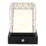 Lampă de masă metal negru mat, acrilic transparent, finisaj satinat, reglabilă, variator tactil continuu, USB-A 2.0 - USB-C, baterie inclusă CR18650 1800mAh 3.7V, LxlxH : 100x100x100mm, LED 2.5W 5V, sursa 243lm, iesire 206lm, CCT 2700/6500/4000K - imagine 5