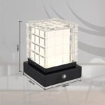 Lampă de masă metal negru mat, acrilic transparent, finisaj satinat, reglabilă, variator tactil continuu, USB-A 2.0 - USB-C, baterie inclusă CR18650 1800mAh 3.7V, LxlxH : 100x100x100mm, LED 2.5W 5V, sursa 243lm, iesire 206lm, CCT 2700/6500/4000K - imagine 6