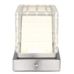 Lampă de masă metal nichel mat, acril transparent, finisaj satinat, reglabilă, variator tactil continuu, USB-A 2.0 - USB-C, baterie inclusă CR18650 1800mAh 3.7V, LxlxH : 100x100x100mm, cu LED 2.5W 5V, sursa 243lm, iesire 206lm, CCT 2700/6500/4000K - imagine 5