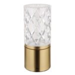 Lampă de masă metal de culoare alamă, acrilic transparent, tactil on/off, reglabil, variator tactil continuu, USB-A 2.0 - USB-C, baterie inclusă CR18650 1800mAh 3.7V, ø: 80mm, H: 190 mm, LED 2,5 W 5V, sursă 243 lm, ieșire 185 lm, CCT 2700/6500/4000K - imagine 4