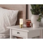 Lampă de masă metal de culoare alamă, acrilic transparent, tactil on/off, reglabil, variator tactil continuu, USB-A 2.0 - USB-C, baterie inclusă CR18650 1800mAh 3.7V, ø: 80mm, H: 190 mm, LED 2,5 W 5V, sursă 243 lm, ieșire 185 lm, CCT 2700/6500/4000K