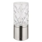 Lampa de masa metal nichel mat, crom, acrilic transparent, touch on/off, dimmerabil, variator tactil continuu, USB-A 2.0 - USB-C, baterie inclusa CR18650 1800mAh 3.7V, ø: 80mm , H: 190mm, cu LED 2.5W 5V, sursa 243lm, iesire 185lm, CCT 2700/6500/4000K - imagine 4