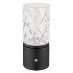 Lampa de masa metal negru mat, acrilic transparent, touch on/off, dimmerabil, variator tactil continuu, USB-A 2.0 - USB-C, baterie inclusa CR18650 1800mAh 3.7V, ø: 80mm, H : 190 mm, cu LED 2,5W 5V, sursă 243 lm, ieșire 185 lm, CCT 2700/6500/4000K - imagine 3