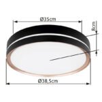Plafoniera metal negru/bronz, dispersor plastic alb-alb, memorie, lumina de veghe, dimabila, telecomanda, culori lumina reglabile, D:385, H:80, inkl. 1xLED 24W 230V, 2580lm Source, 1100lm iesire, CCT 2.700-6.500K - imagine 6