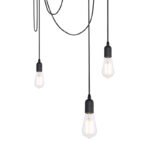 Suspensie metal negru, textil negru, plastic, lungime cabluri 2m sau 1,5m, D: 150, excl 5xE27 60W 230V - imagine 3
