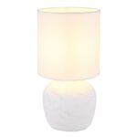 Lampă de masă ceramică alb, textil alb, cablu PVC alb, comutator basculant pe cablu, ø: 160mm, H: 315mm, lungime cablu 1300mm, excl. 1x E14 40W 230V