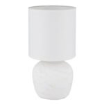 Lampă de masă ceramică alb, textil alb, cablu PVC alb, comutator basculant pe cablu, ø: 160mm, H: 315mm, lungime cablu 1300mm, excl. 1x E14 40W 230V - imagine 3