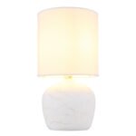 Lampă de masă ceramică alb, textil alb, cablu PVC alb, comutator basculant pe cablu, ø: 160mm, H: 315mm, lungime cablu 1300mm, excl. 1x E14 40W 230V - imagine 4