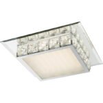 Plafoniera, crom, sticla oglinda, cristale K5 trasnparente, cu efect de stele, LxWxH: 340x340x75, inclusiv 1xLED 18W 230V, 1000lm, 4000K.