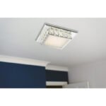 Plafoniera, crom, sticla oglinda, cristale K5 trasnparente, cu efect de stele, LxWxH: 250x250x70, incl. 1xLED 12W 230V, 720lm, 4000K - imagine 2