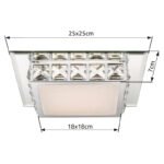 Plafoniera, crom, sticla oglinda, cristale K5 trasnparente, cu efect de stele, LxWxH: 250x250x70, incl. 1xLED 12W 230V, 720lm, 4000K - imagine 5