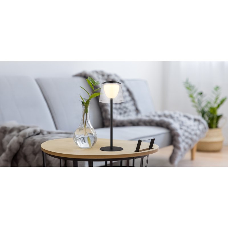 mariam-58462k-g29514-5 Veioză Mariam, Negru mat-transparent, LED 1.8W 3000K, Ø130mm, H340mm, IP44, Globo - imagine 1